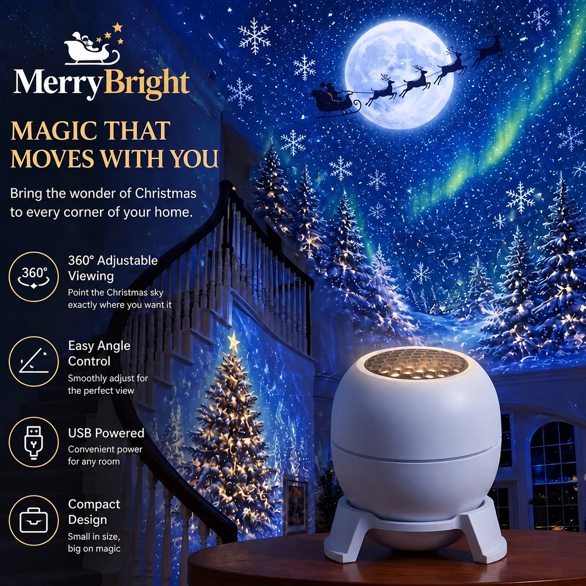 Merry Bright™️ Christmas Sky Projector – 2